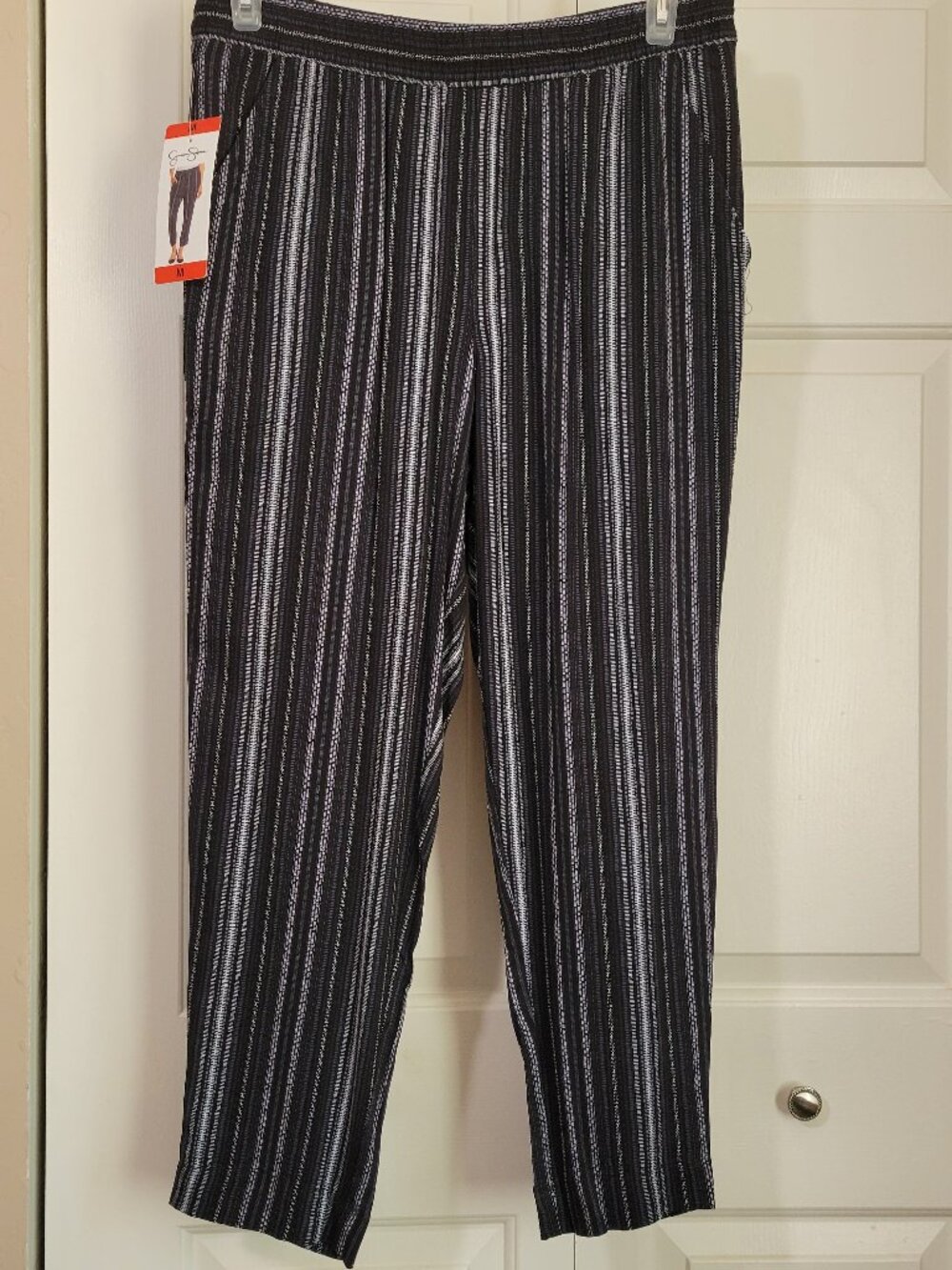 ✨ NWT Jessica Simpson Cadie Crop Palazzo Pants – Black Stripe (Size M) ✨ - Picture 2 of 15